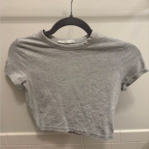 Cotton On Light Gray Micro Crop Tee